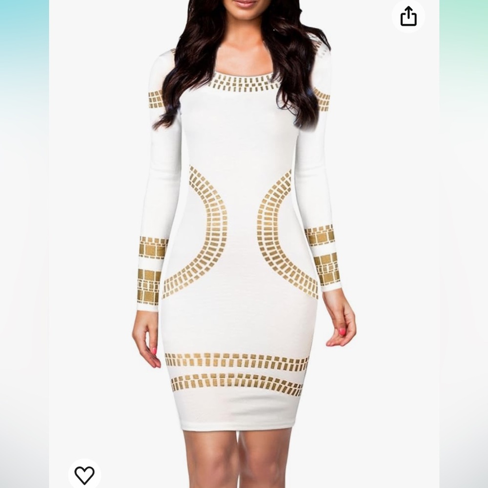 MIUSOL white & gold bodycon Size S